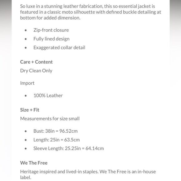 Free People x We The Free Cora classic silhouette Leather Jacket / size L - Picture 6 of 8